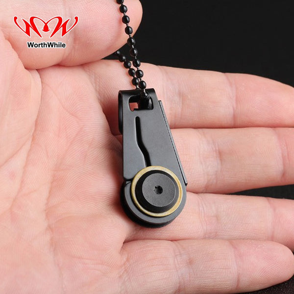 WorthWhile Creative Mini Zipper Knife Portable Outdoor Survival Emergency Tool Foldable Stainless Steel EDC Key Ring 