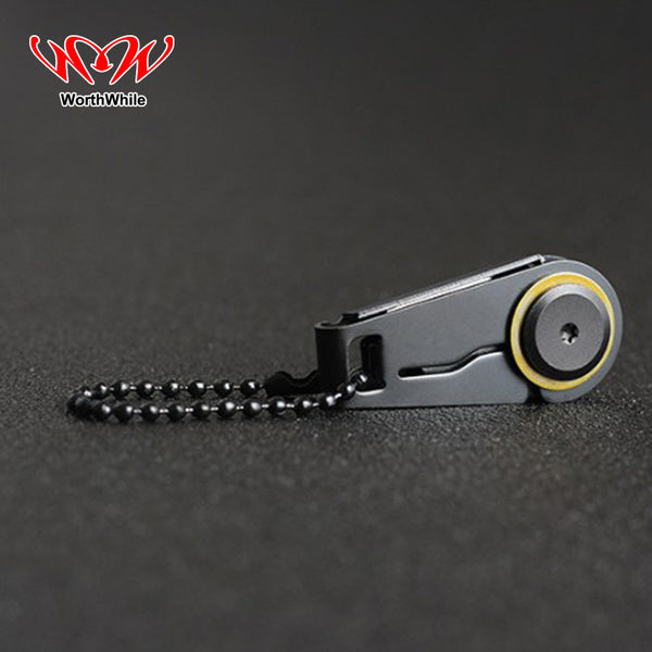 WorthWhile Creative Mini Zipper Knife Portable Outdoor Survival Emergency Tool Foldable Stainless Steel EDC Key Ring 