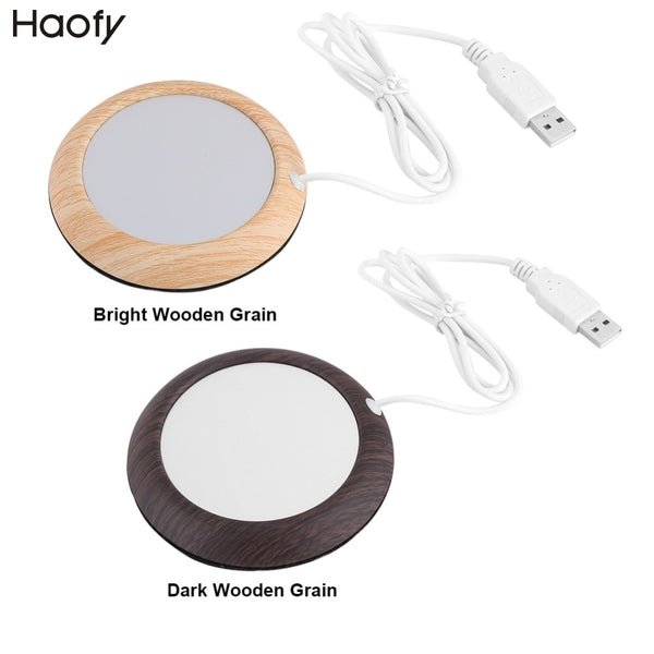 Original USB Wood Grain Cup Warmer Heat Beverage Mug Mat Keep Drink Warm Heater Mugs Coaster