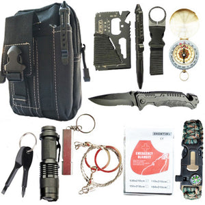 12 in 1 survival kit Set Outdoor Camping Travel Multifunction First aid SOS EDC Emergency Supplies Tactical for Wilderness