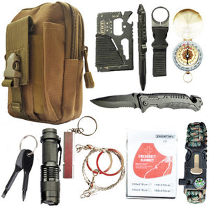 12 in 1 survival kit Set Outdoor Camping Travel Multifunction First aid SOS EDC Emergency Supplies Tactical for Wilderness