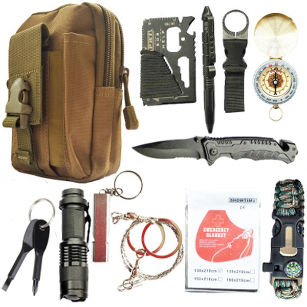 12 in 1 survival kit Set Outdoor Camping Travel Multifunction First aid SOS EDC Emergency Supplies Tactical for Wilderness
