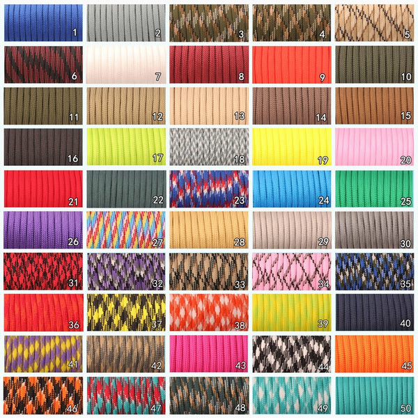 CAMPINGSKY 550 Paracord Parachute Cord Lanyard Tent Rope Mil Spec Type III 7 Strand 100FT Paracord For Hiking Camping 200 Colors