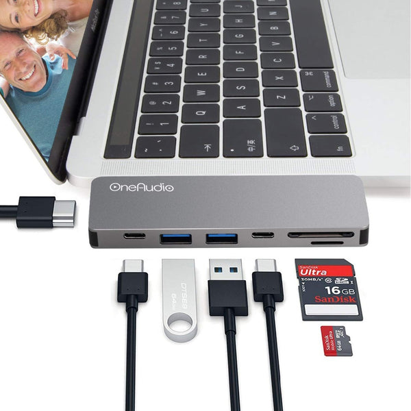 OneAudio USB C HUB Thunderbolt 3 Type C Adapter USB-C with 4K HDMI PD 2 USB 3.0 Micro SD TF Card Reader for Macbook Pro 13 15