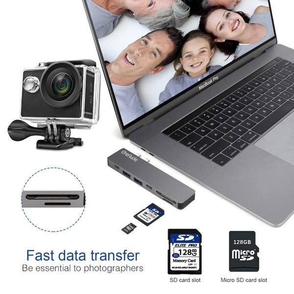 OneAudio USB C HUB Thunderbolt 3 Type C Adapter USB-C with 4K HDMI PD 2 USB 3.0 Micro SD TF Card Reader for Macbook Pro 13 15