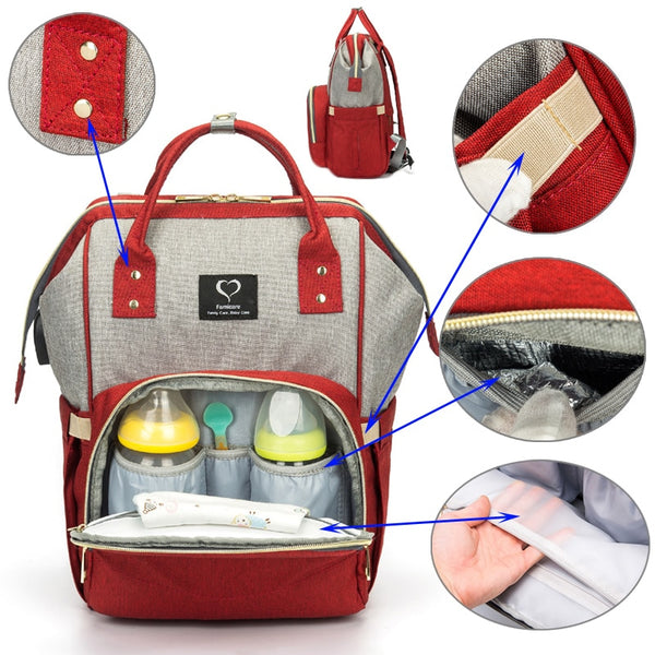 Diaper Bag Backpack USB Earphone Interface Nappy Bag Waterproof Maternity Travel Designer Nursing Bag Baby Care Stroller Bag