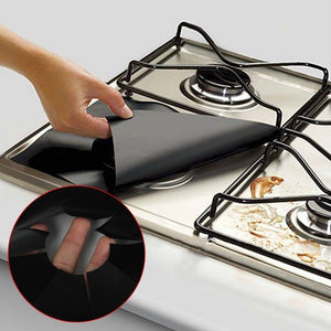 4pcs/set Glass Fiber Gas Stove Protectors Reusable Gas Stove Burner Cover Liner Mat Pad Home Kitchen Tools Fit Almost Gas Stoves