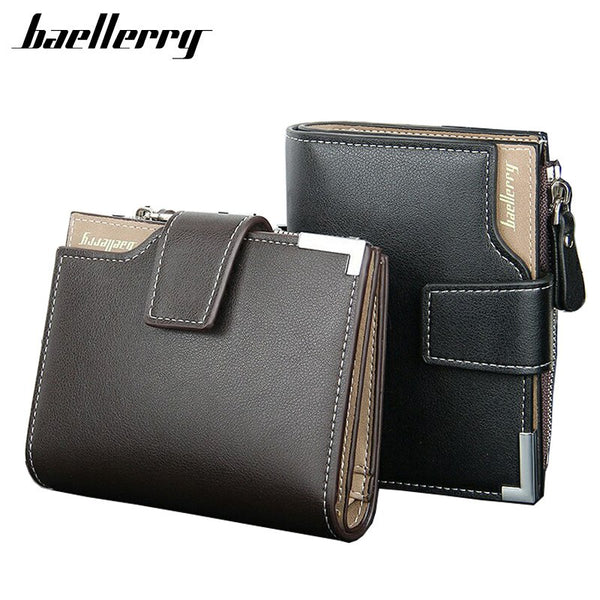 Baellerry Many Departments Men Wallet With Zipper Coin Pocket High Quality Leather Male Wallet Brand Designer Man Short Purse 