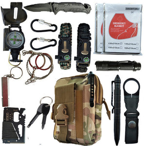 16 in 1 Outdoor survival kit Set Camping Travel Supplies Tactical Multifunction First aid SOS EDC Emergency for Wilderness tools