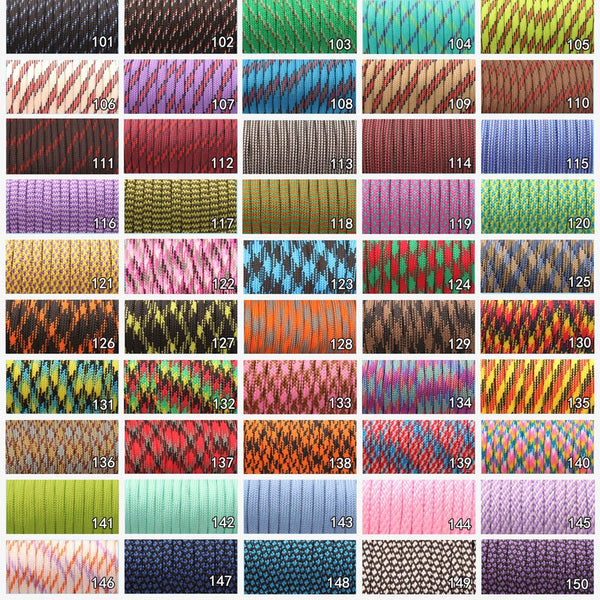 CAMPINGSKY 550 Paracord Parachute Cord Lanyard Tent Rope Mil Spec Type III 7 Strand 100FT Paracord For Hiking Camping 200 Colors