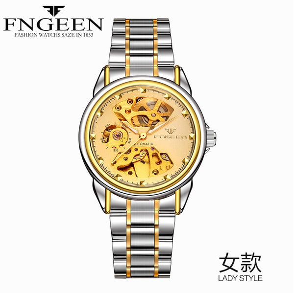 Automatic mechanical watch for Korean business double sided hollowed men's watch waterproof machinery gift Watch