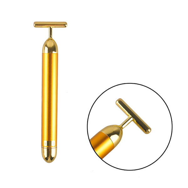 Slimming Face 24k Gold Vibration Facial Beauty Bar Pulse Firming Facial Roller Massager Lift Skin Tightening Wrinkle Stick 