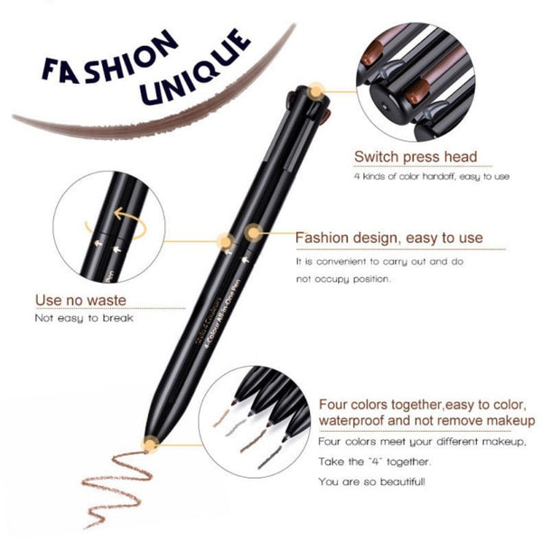 Fashion Eyebrow Enhancer Pencil 4 Colors In 1 Makeup Eyebrow Convenient Long-lasting Easy To Wear Eye Brow Maquiagem New