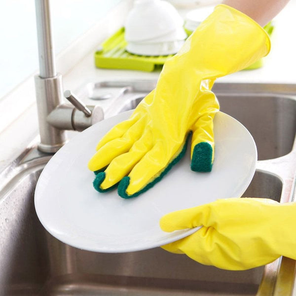 1 Pair Creative Home Washing Cleaning Gloves Garden Kitchen Dish Sponge Fingers Rubber Household Cleaning Gloves for Dishwashing