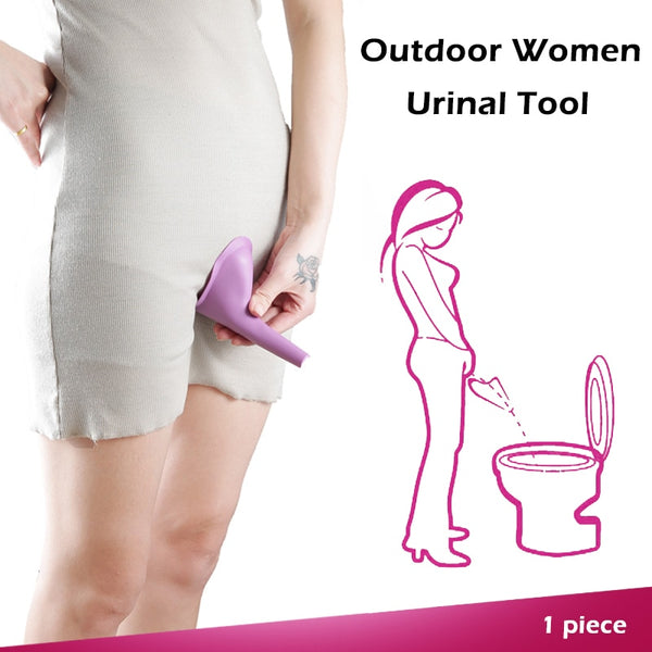 1 PC Portable Outdoor Women Urinal Tool Foldable Female Urinal Soft Silicone Urination Device Stand Up & Pee For Travel Camping