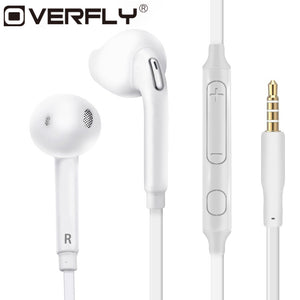 Overfly 3.5mm In-Ear Wired Earphone Stereo Music Headphones Sport Running Headset with Mic Volume Control For Samsung S6 Xiaomi