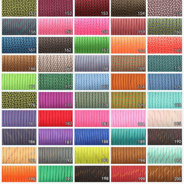 CAMPINGSKY 550 Paracord Parachute Cord Lanyard Tent Rope Mil Spec Type III 7 Strand 100FT Paracord For Hiking Camping 200 Colors
