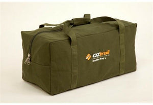 OZTRAIL CANVAS DUFFLE BAG X-LARGE HEAVY DUTY GREEN CARRY CAMPING OUTDOOR TRAVEL